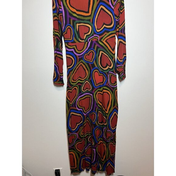 Farm Rio NWT Rainbow Wild Hearts‎ Maxi Dress Size Small - Picture 8 of 11